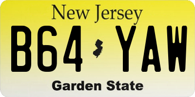NJ license plate B64YAW