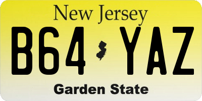 NJ license plate B64YAZ