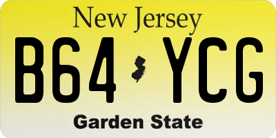 NJ license plate B64YCG