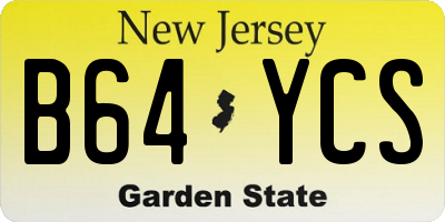 NJ license plate B64YCS