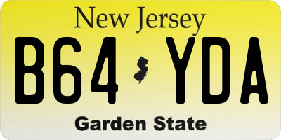 NJ license plate B64YDA