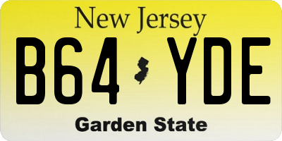 NJ license plate B64YDE