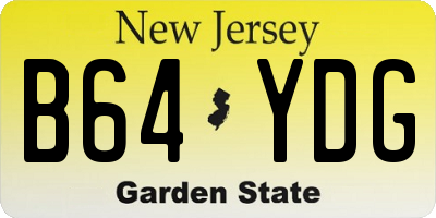 NJ license plate B64YDG