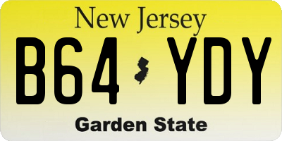 NJ license plate B64YDY
