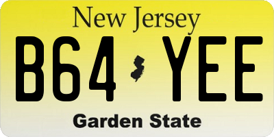 NJ license plate B64YEE