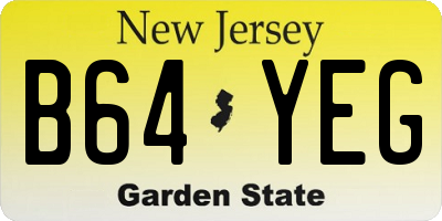 NJ license plate B64YEG