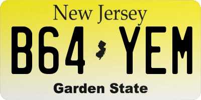 NJ license plate B64YEM