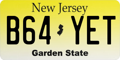 NJ license plate B64YET