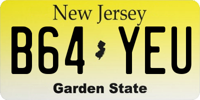 NJ license plate B64YEU