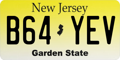 NJ license plate B64YEV