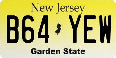 NJ license plate B64YEW