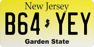 NJ license plate B64YEY