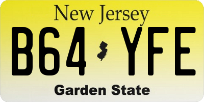 NJ license plate B64YFE