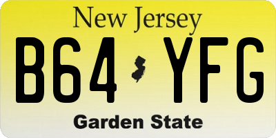 NJ license plate B64YFG