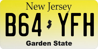 NJ license plate B64YFH