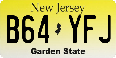 NJ license plate B64YFJ