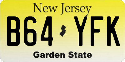 NJ license plate B64YFK