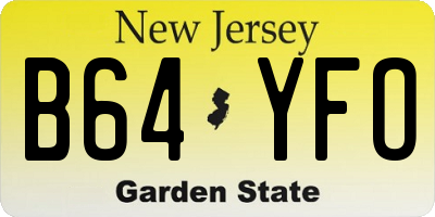 NJ license plate B64YFO