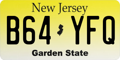 NJ license plate B64YFQ