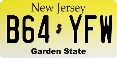 NJ license plate B64YFW