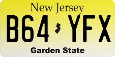 NJ license plate B64YFX