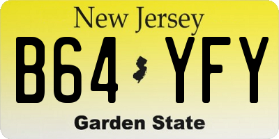 NJ license plate B64YFY