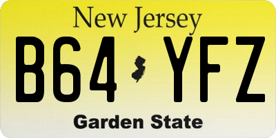 NJ license plate B64YFZ