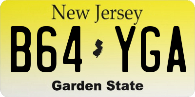 NJ license plate B64YGA