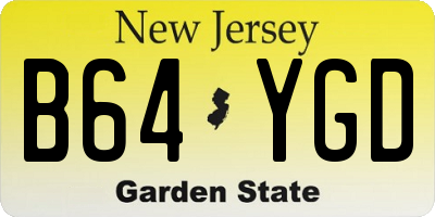 NJ license plate B64YGD