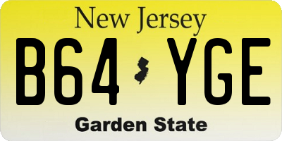 NJ license plate B64YGE