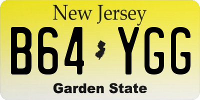 NJ license plate B64YGG