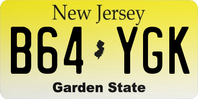 NJ license plate B64YGK