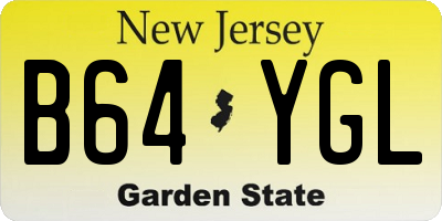 NJ license plate B64YGL