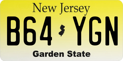NJ license plate B64YGN