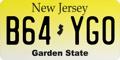 NJ license plate B64YGO