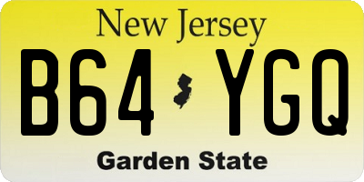NJ license plate B64YGQ