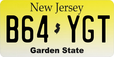 NJ license plate B64YGT