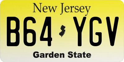 NJ license plate B64YGV