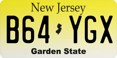 NJ license plate B64YGX