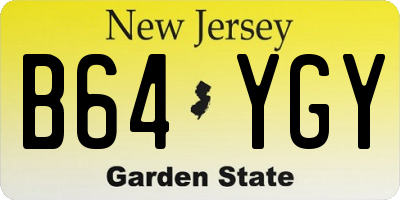 NJ license plate B64YGY
