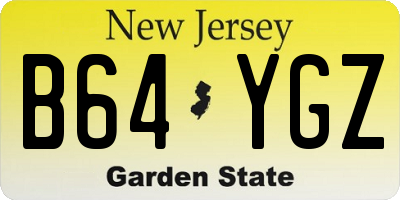NJ license plate B64YGZ
