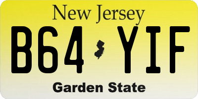 NJ license plate B64YIF