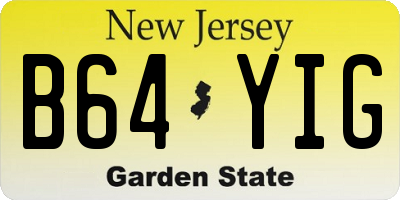 NJ license plate B64YIG