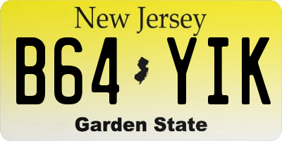NJ license plate B64YIK
