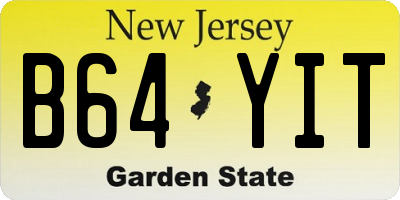 NJ license plate B64YIT
