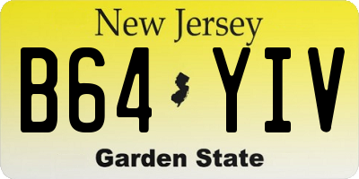 NJ license plate B64YIV