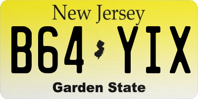 NJ license plate B64YIX