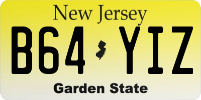 NJ license plate B64YIZ
