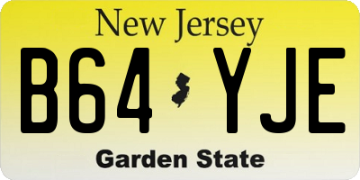NJ license plate B64YJE