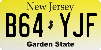 NJ license plate B64YJF
